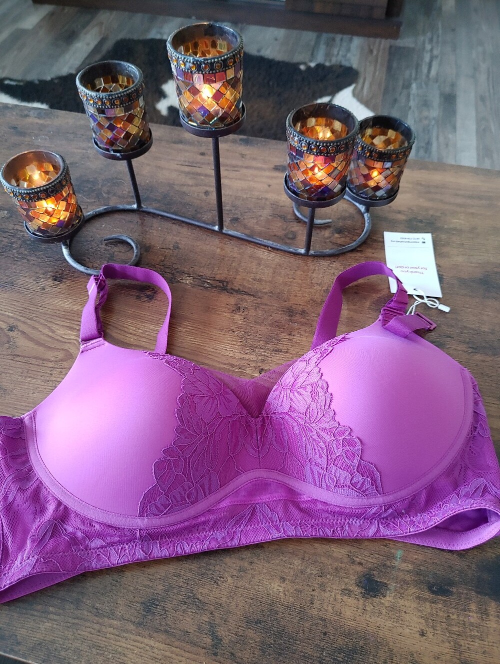 NWT Purple Lace XL SonaShape Padded Gorgeous Padded Wirefree Bra
